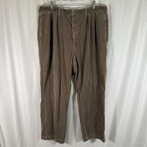 Polo Ralph Lauren Corduroy Pants Men 38x30 Brown Pleated Button Zip Cotton Blend